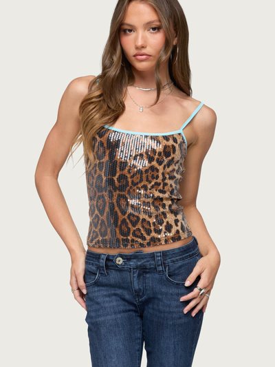 Edikted Dimitra Sequin Leopard Tank Top