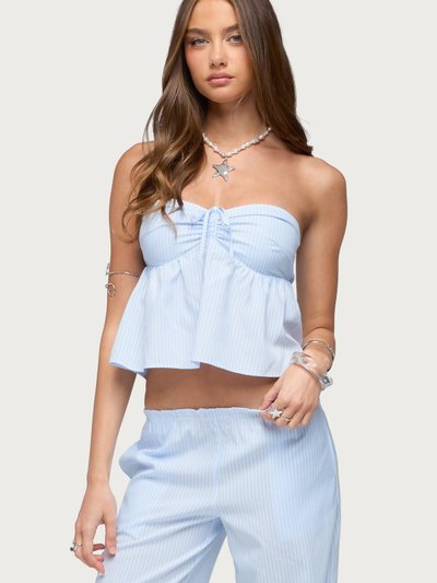 Edikted Cersei Striped Tie Front Strapless Top