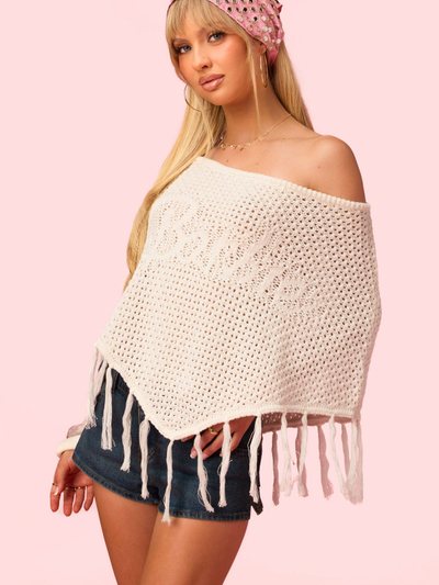 Edikted Barbie™ Fringe Knit Poncho