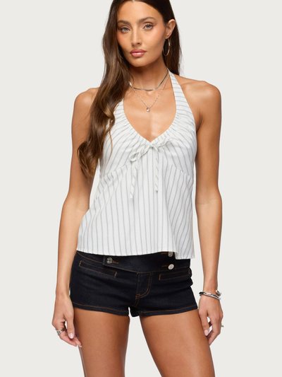 Edikted Breya Striped Babydoll Halter Top