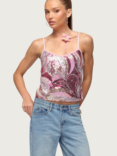 Edikted Ceren Abstract Sequin Tank Top