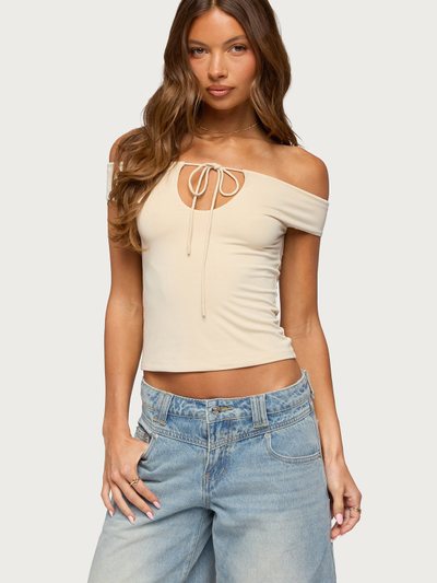 Edikted Kaite Off Shoulder Cutout Tie Top