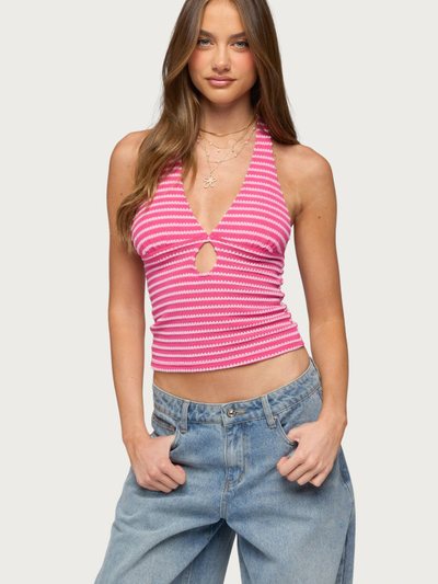 Edikted Maylah Keyhole Striped Textured Halter Top