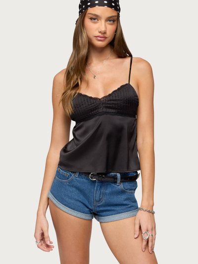 Edikted Blanca Satin Effect Lace Trim Tank Top