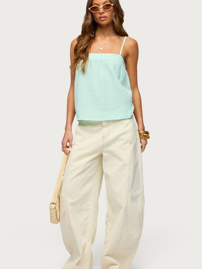 Edikted Gili Contrast Stitch Low Rise Barrel Jeans