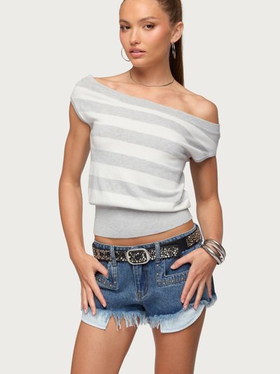 Edikted Hettie Off Shoulder Striped Knit Top