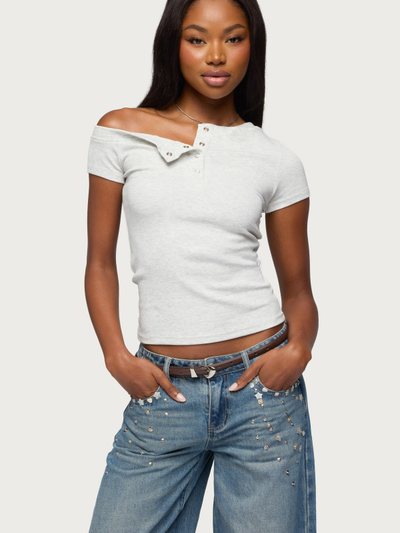 Edikted Jubilee Off Shoulder Henley Top