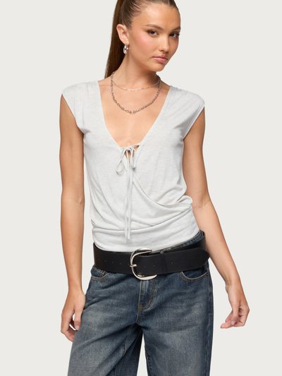 Edikted Tie Front V Neck Wrap Top