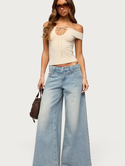 Edikted Stitched Low Rise Wide Leg Jeans