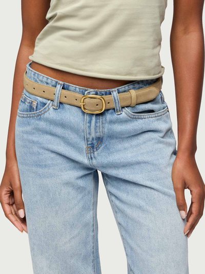 Edikted Oval Buckle Faux Suede Belt