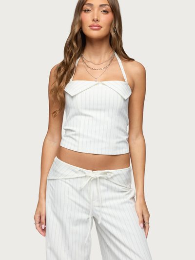 Edikted Parker Pinstripe Halter Top