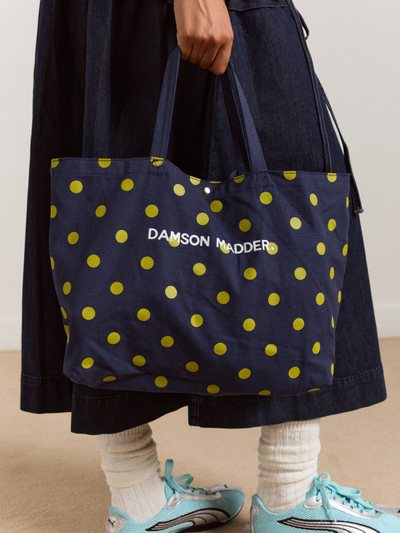 Damsonmadder Vela Canvas Tote Bag - Olive Navy Spot