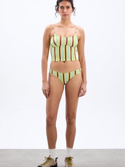 Damson Madder Picot Trim High Bikini Bottoms - Tropical Stripe