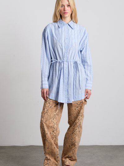 Damsonmadder Romy Embroidered Shirt - Narrow Business Stripe
