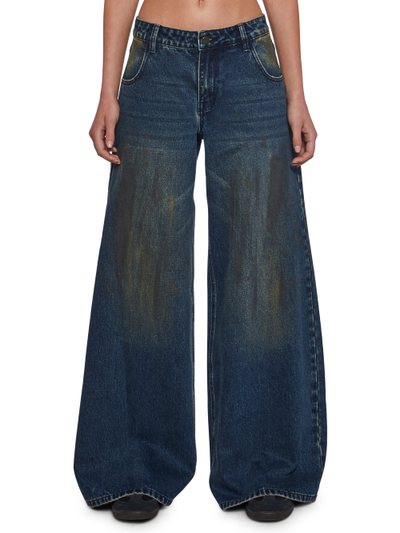 Dolls Kill Sinful Attitude Wide Leg Jeans - Dirty Blue