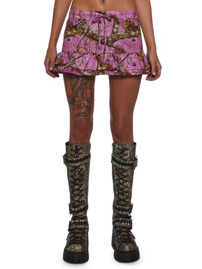 Dollskill Camo Ruffle Mini Skirt