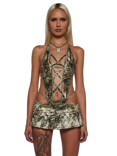 Dolls Kill Camo Monokini And Skirt Set