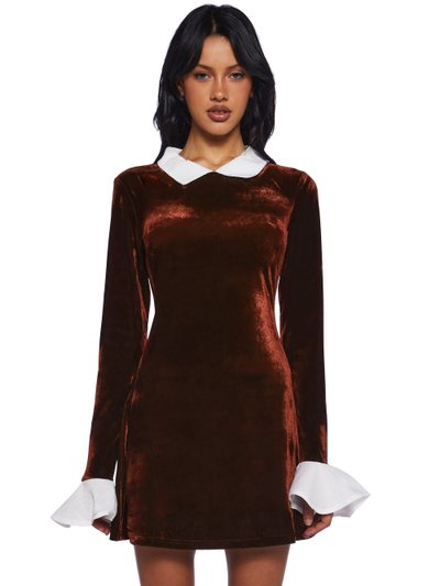 Dollskill Macchiato Sessions Velvet Dress - Brown