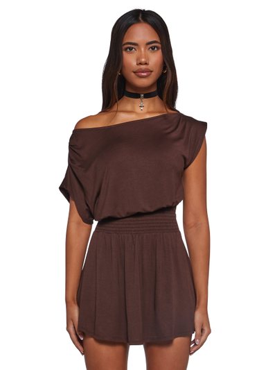 Dollskill Crush Damage Off The Shoulder Dress - Brown