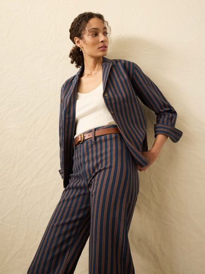 Fahertybrand Twill Tide Camp Shirt - Midnight Shore Stripe