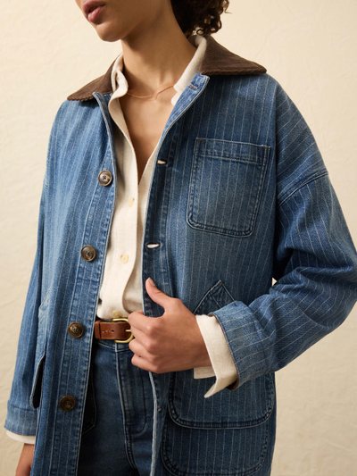 Fahertybrand Sunwashed Denim Barn Jacket - Dusk Stripe Wash