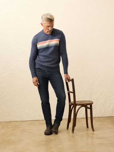 Fahertybrand Heirloom Crewneck Sweater - Navy Lake Torch Stripe