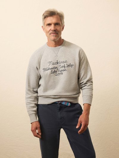 Fahertybrand High Standard Fleece Graphic Crewneck - Silver Ash Heather