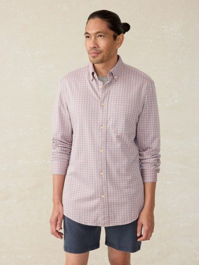 Fahertybrand Coastline Knit Shirt - Blue Coral Gingham