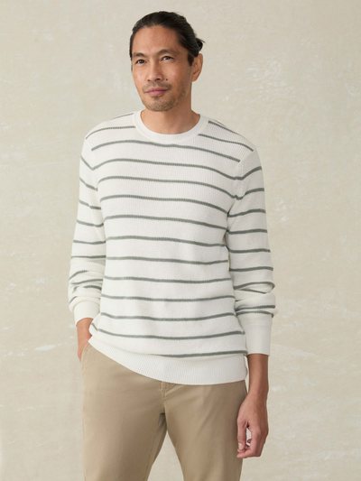 Fahertybrand Sunwashed Crewneck Sweater - White Sage Stripe