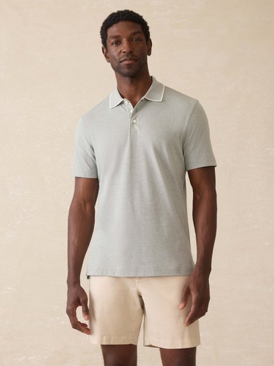 Fahertybrand Short-Sleeve Movement™ Pique Polo - Moss Stone Melange