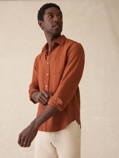 Fahertybrand Laguna Linen Shirt - Summer Sienna