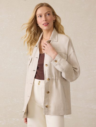 Fahertybrand Twill Linen Utility Jacket - Flax