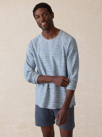 Fahertybrand Indigo Crewneck Sweatshirt - Indigo Waterway Stripe