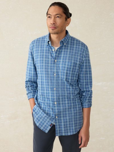 Fahertybrand Coastline Knit Shirt - Ocean Sky Plaid
