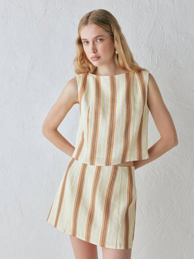 Vergegirl Ama Linen Mini Skirt Stripe