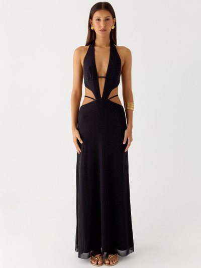 Peppermayo Astraeus Beaded Sequin Maxi Dress - Black