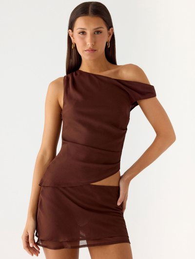 Peppermayo Stereotype One Shoulder Top - Chocolate