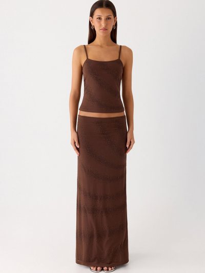 Peppermayo Sweet Sky Beaded Maxi Skirt - Chocolate