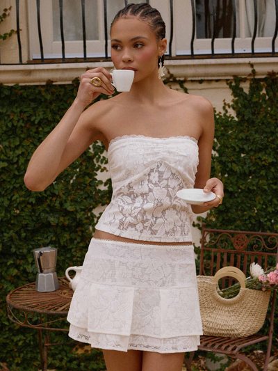 Peppermayo Moroder Low Rise Lace Mini Skirt - Cream