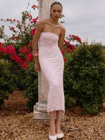 Peppermayo Alida Strapless Jacquard Midi Dress - Pink