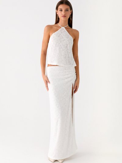 Peppermayo Griff Low Rise Jacquard Maxi Skirt - White