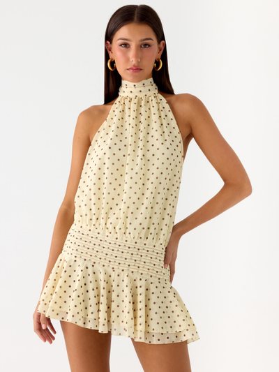 Peppermayo Willow Chiffon Mini Dress - Yellow Polkadot