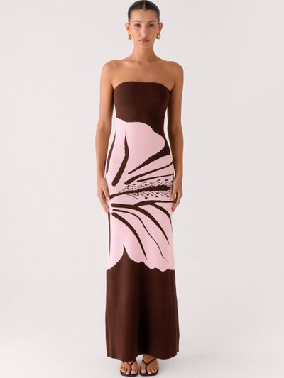 Peppermayo Jala Strapless Knit Maxi Dress - Espresso Meadow