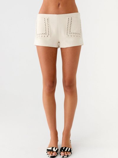 Peppermayo Candela Suede Low Rise Mini Shorts - Ivory