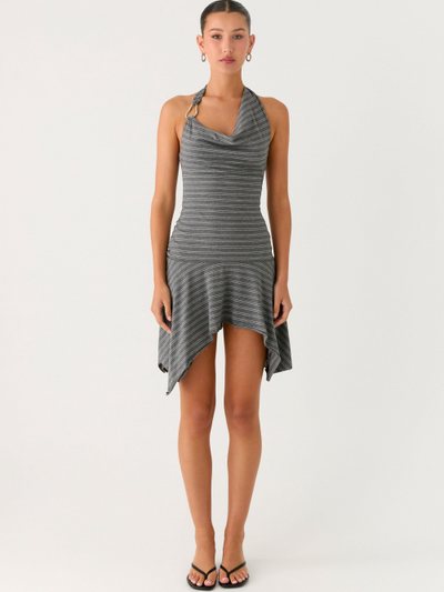 Peppermayo Bad Alive Halter Hanky Mini Dress - Grey Marle Stripe