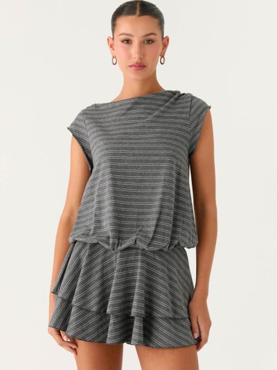 Peppermayo Bambola Wide Neck Mini Dress - Grey Marle Stripe