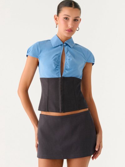 Peppermayo Harlee Poplin Suiting Top - Charcoal