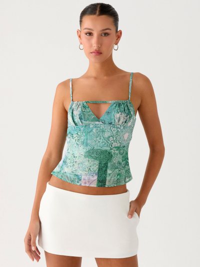 Peppermayo Nalini Ruched Neckline Top - Green Paisley