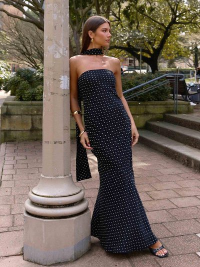 Peppermayo Under The Pagoda Maxi Dress - Black Polkadot