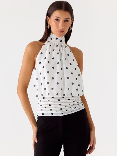 Peppermayo Willow Chiffon Top - White Polkadot